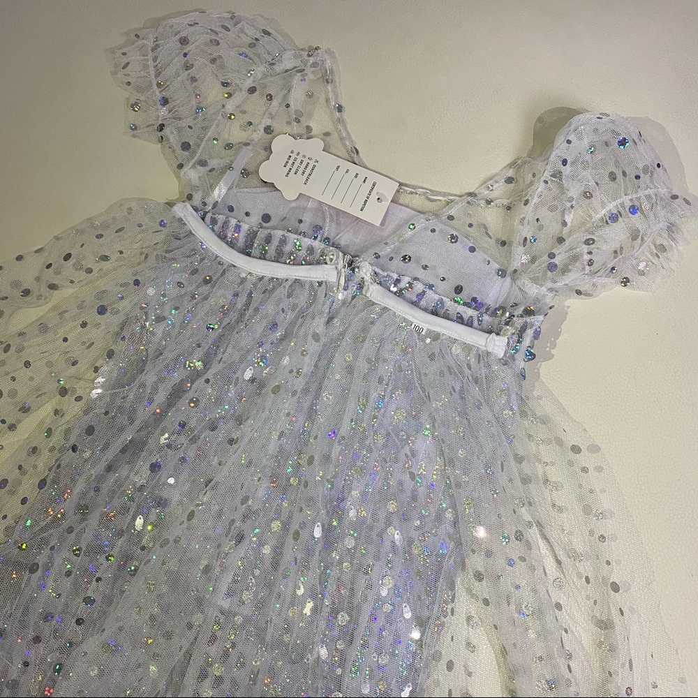 Frozen Elsa Sparkly Costume Dress long cape - Picture 7 of 12